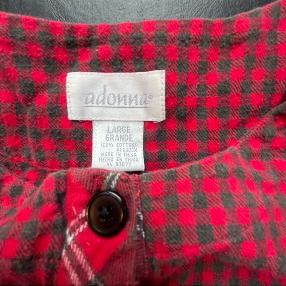 Adonna Red Plaid Long Flannel Nightgown - Picture 3 of 7